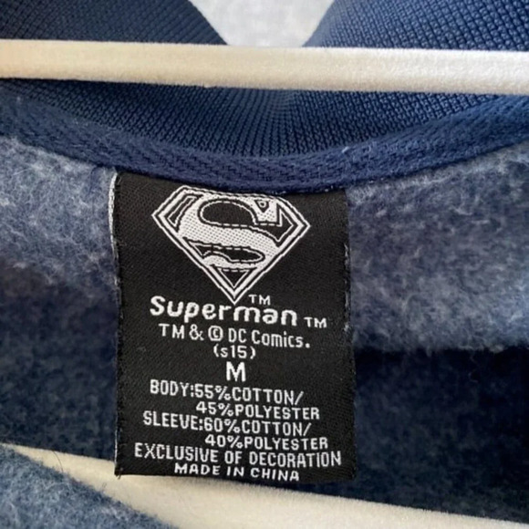 Men's Superman DC Jacket Medium Blue & Gray Snap Comics Retro Hero H109 - Picture 6 of 6